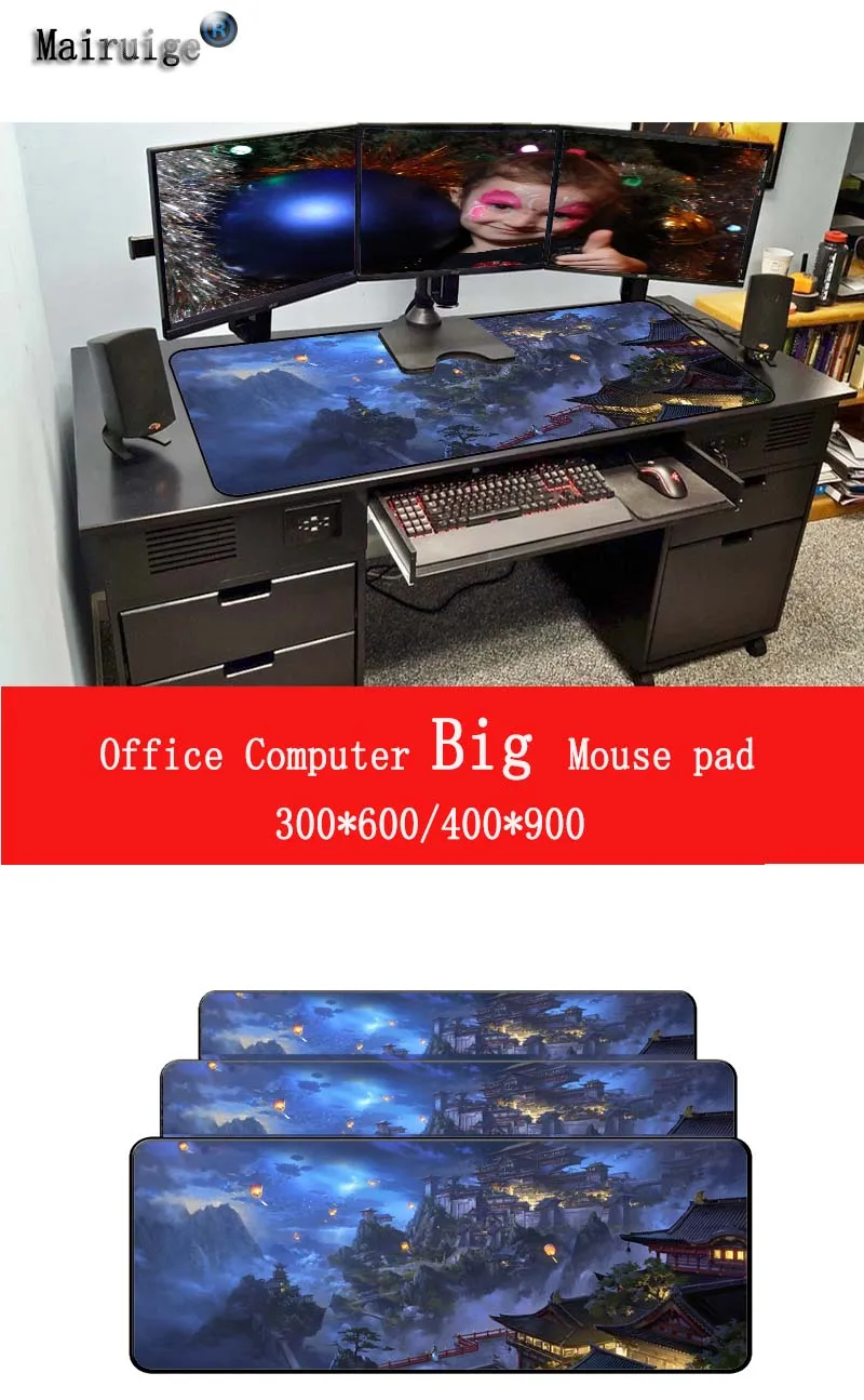  Laumans Fantasy Scenery Speed Large Gaming Mouse Pad Gamer Lock Edge Mouse Keyboards Mat Big Desk M