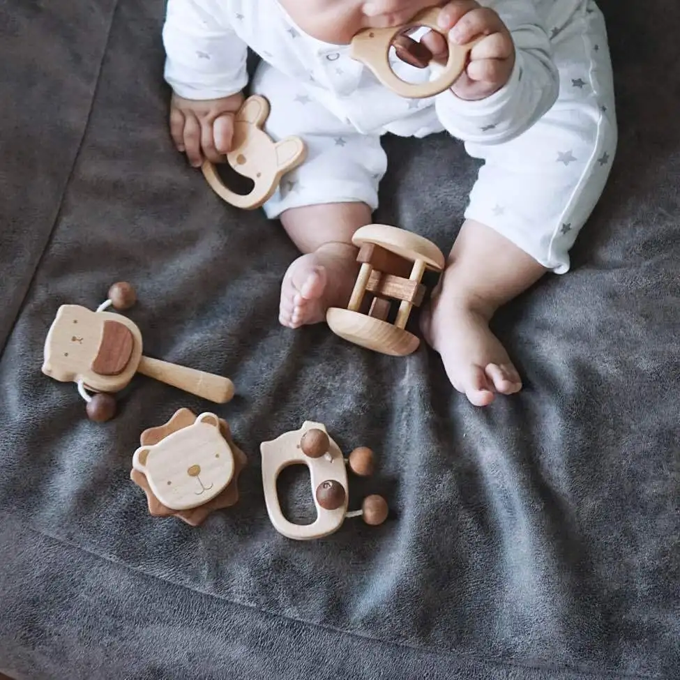 Wooden Rattle Baby Newborns Over 3 Months To 1-Year-Old Young CHILDREN'S Learning Toys Gifts Cognitive | Игрушки и хобби