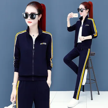 

Autumn Sportswear Suit Female Autumn Three-piece Set 2019 Chao Loose Leisure Two-piece Set