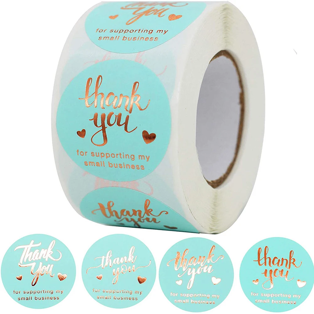 Pegatinas de Papel Kraft con papel de aluminio dorado, pegatinas redondas para tienda pequeña, pegatinas hechas a mano