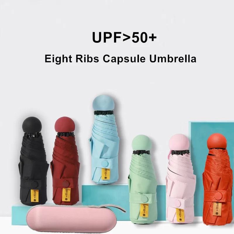 DMBRELLA мини-зонтик-капсула, защита от ультрафиолетовых лучей, ветрозащитный зонтик, 5 складной портативный карманный зонтик DM142