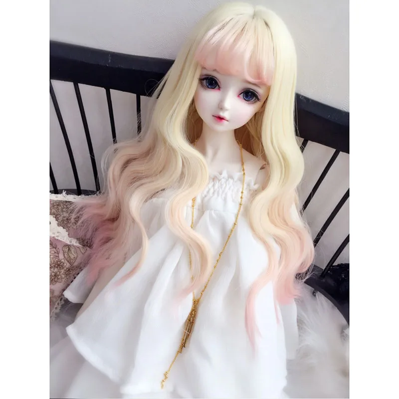 Allaosify bjd doll 1/3 1/4 1/6 dd sd giant baby size air bangs sea water ripple gradient hair for doll