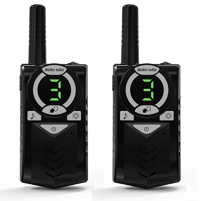 2 шт игрушка Walkie Talkie детская радиостанция приемопередатчик 0,5 Вт 7 км двухстороннее радио с фонариком коммуникатор детский подарок на день рождения - Цвет: Black US