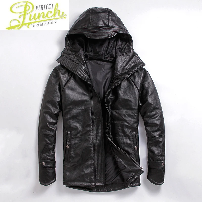 

Genuine Cowhide Leather Jacket Men Autumn Winter Coat for Men Hooded Motorcycle Jacket Plus Size Cow Leather Coats L-C-3