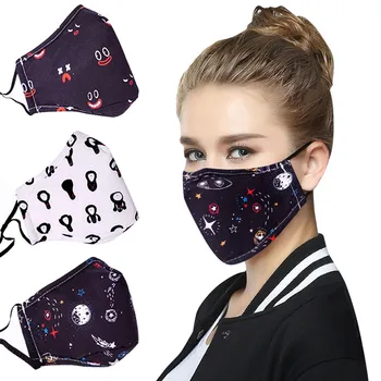 

1PCS Men And Women Adult maschere Face Cover put Replaceable Filter Gasket Washable Anti Dust Anti-ultraviolet Print mascaras