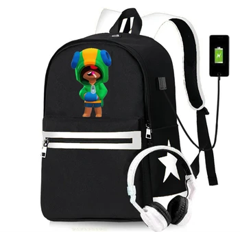 

Games Hero Leon Crow Backpack For Girls Boys Black Canvas Backpack USB Charger Large Capacity Waterproof School Bag Mochilas