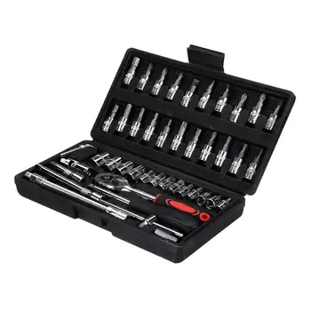

Doersupp 46pcs/set Carbon Steel Combination Set Wrench Socket Spanner Screwdriver Household Motorcycle Car Repair Tool