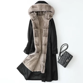 Preise Rex QualitÀt Mode Kaninchen Hohe Mantel Luxus Nerz Kragen Mit Kapuze Weibliche Pelz Jacke Warme Frau Mujer Parkas Zjt377
