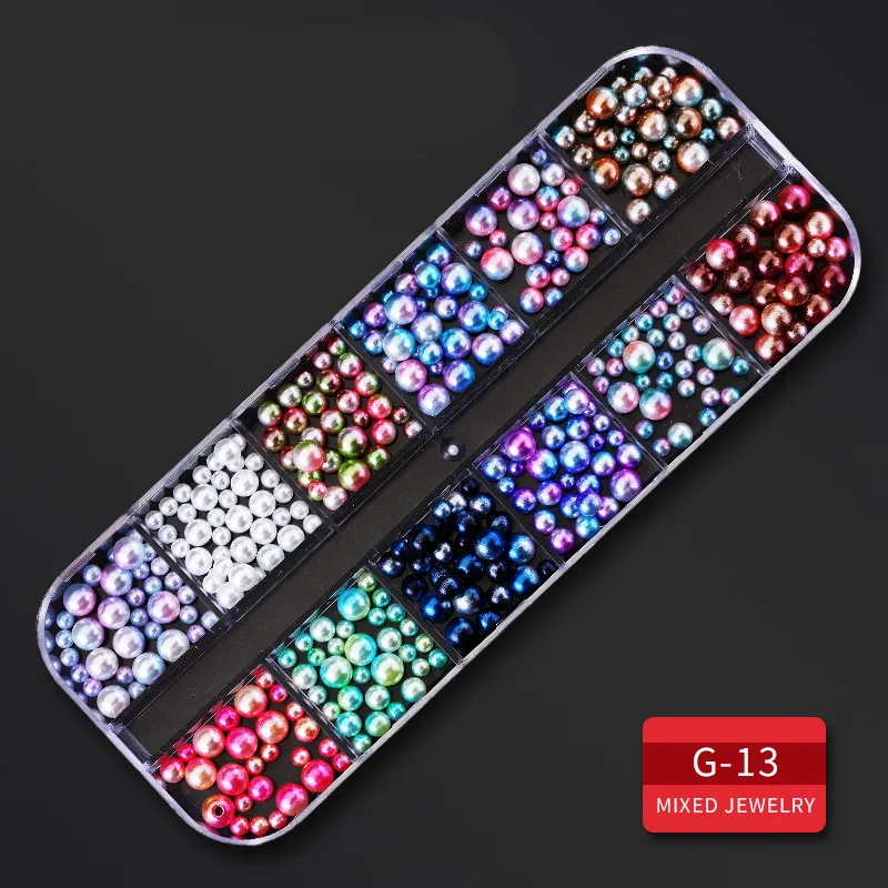 12 сеток/коробка красочные хрустальные стразы для дизайна ногтей акриловые камни для ногтей плоские блестящие наконечники 3D украшения для ногтей - Цвет: G13