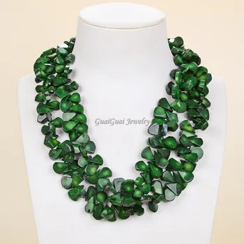 

GuaiGuai Jewelry 18" -22" 2 Strands Green Coral Necklace