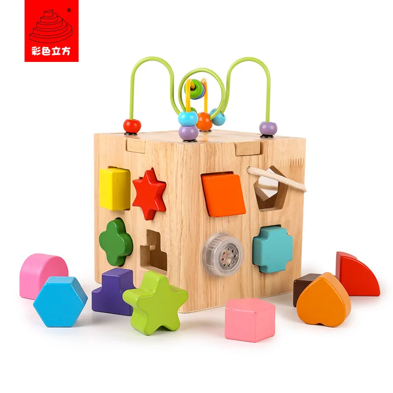 

Children Multi-functional Shape Intelligence Box Beaded Bracelet Bead-stringing Toy Multi-functional Music Box Infants Beat Toy