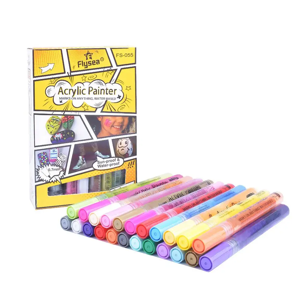 

24 Colors / Set Durable Acrylic Muji Painting Marker Pen For Rock Fabric Ceramic Tyres Wood Glass Paint Pens
