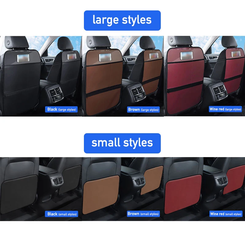 Waterproof PU Leather Car Seat Back Protector with Storage Pockets