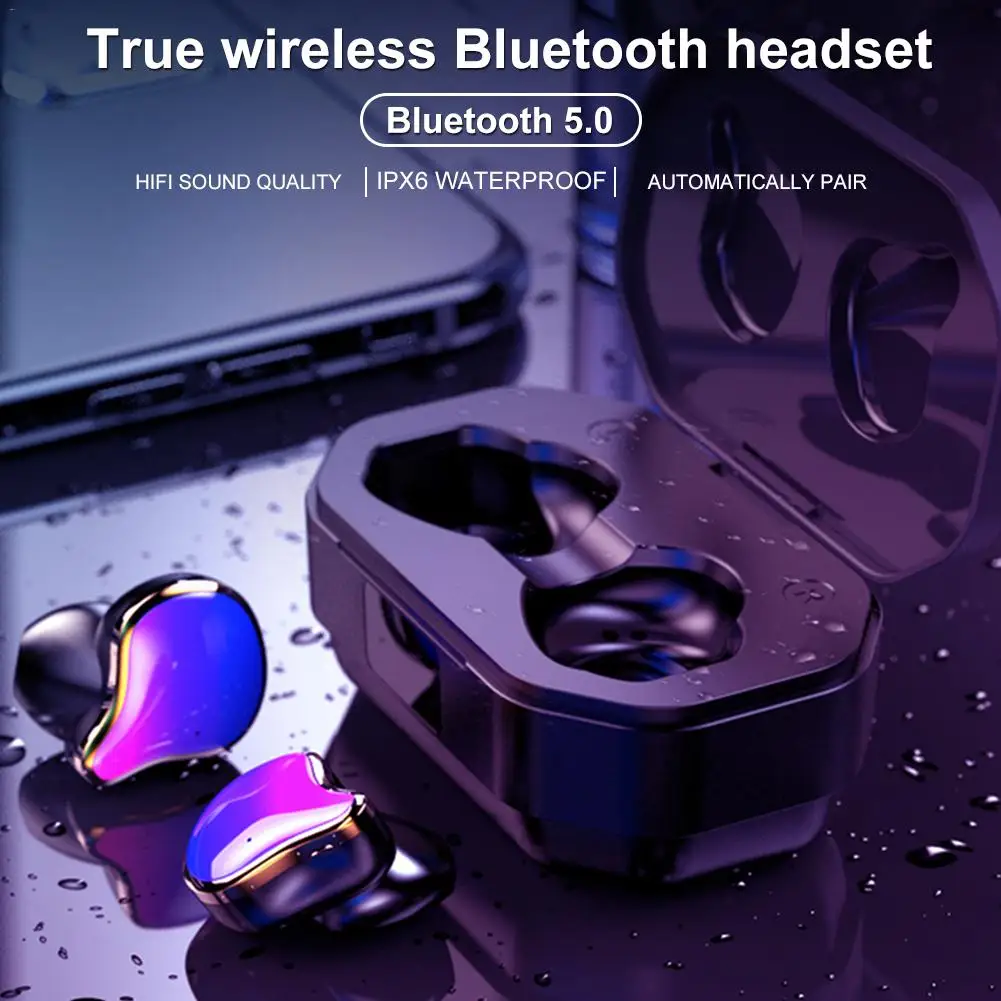 

Smart Sport Earphone TWS Wireless Bluetooth Headset 5.0 Waterproof 3D Stereo In-ear Mini Headphones with Metal Charging Bin