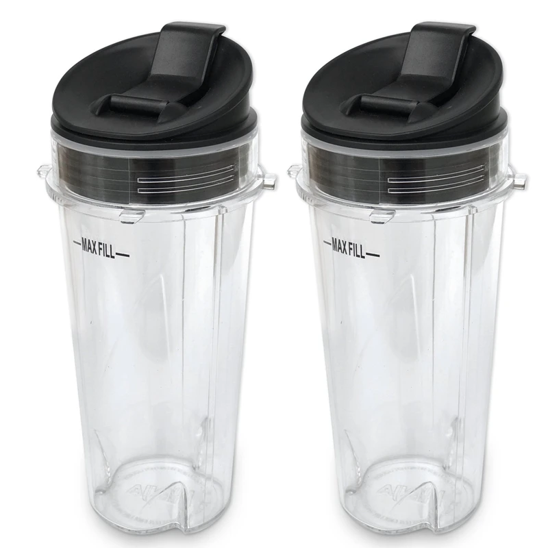 

Replacement Parts for Nutri Ninja Blender 2 Pack 16-Ounce Single Serve Cup and Lid Fit for Ninja BL770 BL780 BL660 Blenders