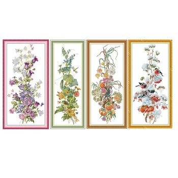 

Four Seasons of Flowers cross stitch kits 11CT 14CT printed pattern crafts DMC counted handmade sewing needlework embroidery set