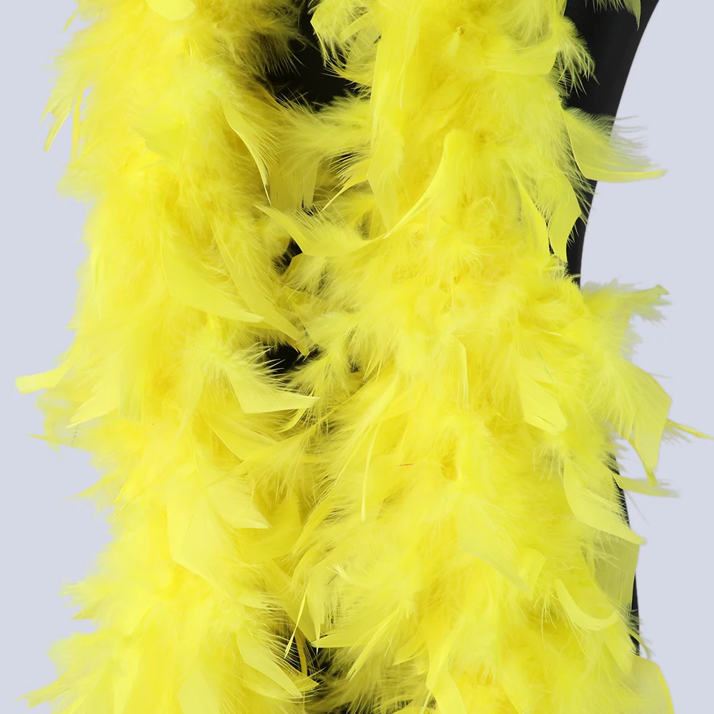 yellow WCFeatherS 60 грамм красный индейка Перья Марабу Боа отделкой шарфом перья для одежды с Поясом Вечерние декоративная шаль - Цвет: yellow