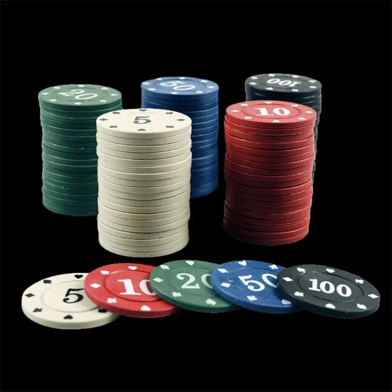100pcs Round Plastic Chips Casino Poker Card Game Baccarat Counting Accessories Dice Entertainment Chip 5/10/20/50/100