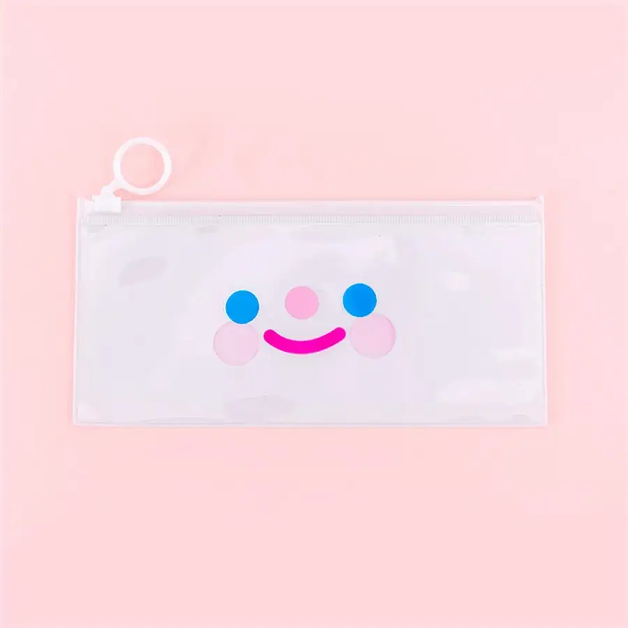 Smile Face Прозрачный чехол-карандаш из ПВХ на молнии с рисунком цветка авокадо милый кролик - Цвет: Smile Face