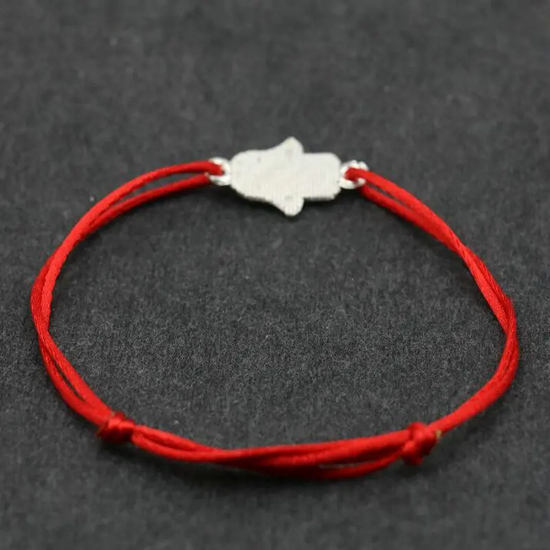 Женский браслет Hamsa Fatima Hand красная веревочная нить String плетеный с фианитом на