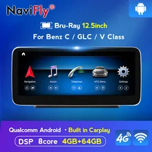 NaviFly IPS Bildschirm 8 core Android 10 Auto GPS Navigation-player Für benz C-Klasse W205/GLC-klasse X253/V-Klasse W446 2015-2018