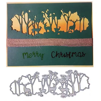 

Forest Deer Background Metal Cutting Dies Stencils Embossing Christmas Deer Die Cuts Decor Craft for Scrapbooking Greeting Card