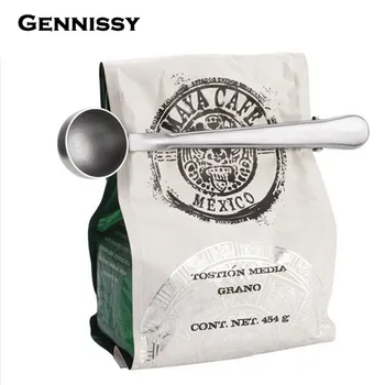 

GENNISSY 1pcs Multifunction Stainless Steel Coffee Scoop With Clip Coffee Tea Measuring Scoop 1Cup Ground Coffee Measuring Spoon
