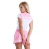 iiniim Women Adult Babies Clothing Open Crotch School Girls Sexy Romper with Mini Pleated Skirt Cosplay Costumes Party Clubwear ► Photo 3/6