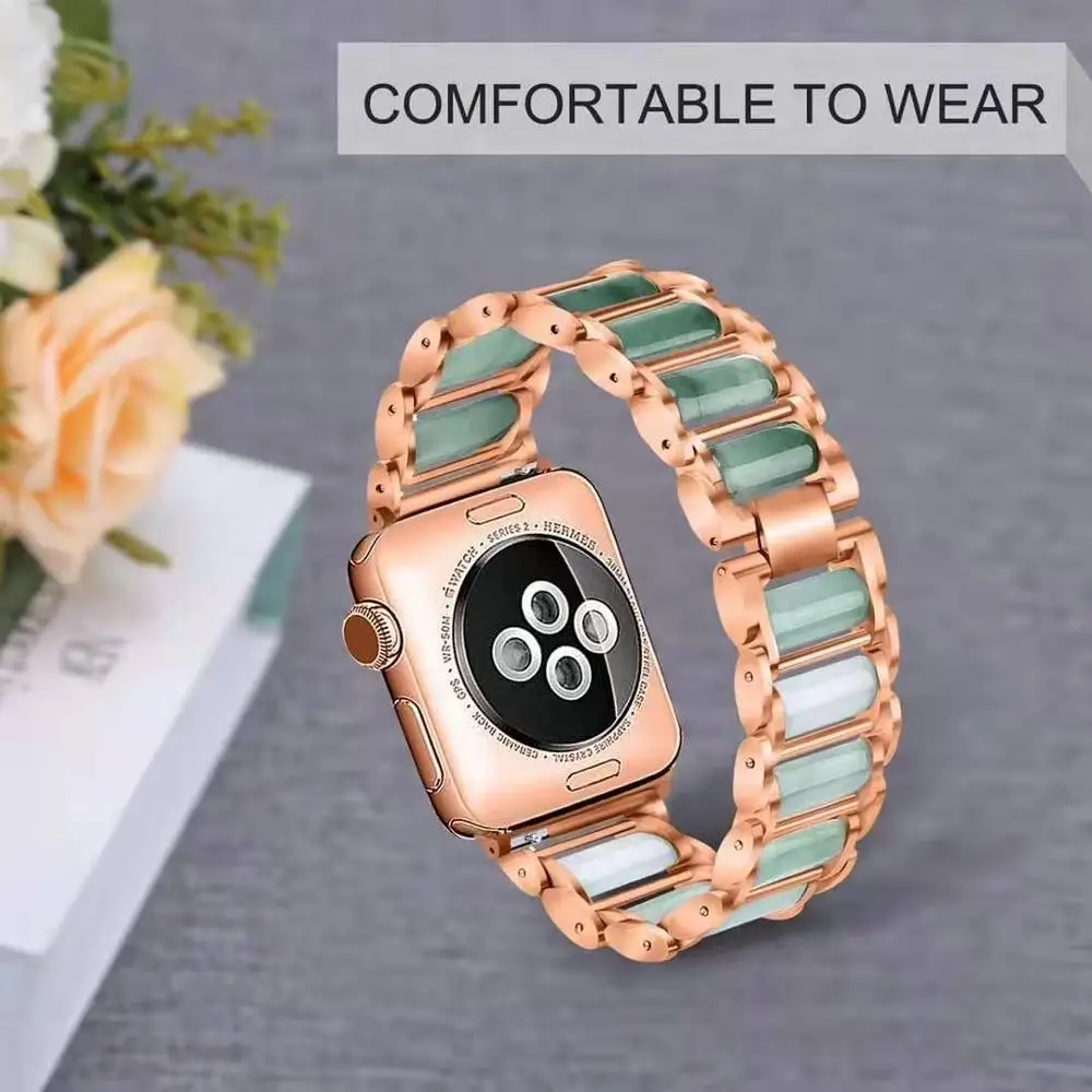 Emerald Stainless Steel Bracelet strap for Apple Watch 5 Series 40mm 44mm iWatch 4 3 2 2