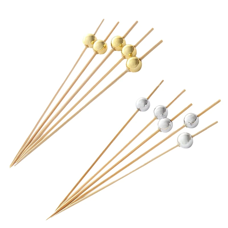 600 Pcs Handmade Cocktail Picks Count Sticks Wooden Toothpicks Party Supplies, 300 Pcs Gold& 300 Pcs Silver