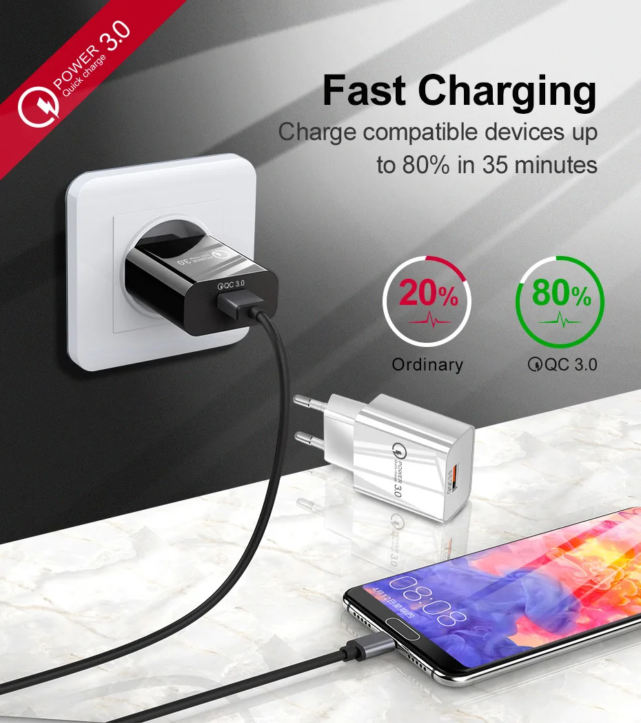 Quick Charge 3,0 адаптер настенного зарядного устройства для samsung Galaxy S2/S3/S4 Note 2 j2 j3 j5 j7 S7 S6 Магнитный кабель синхронизации данных