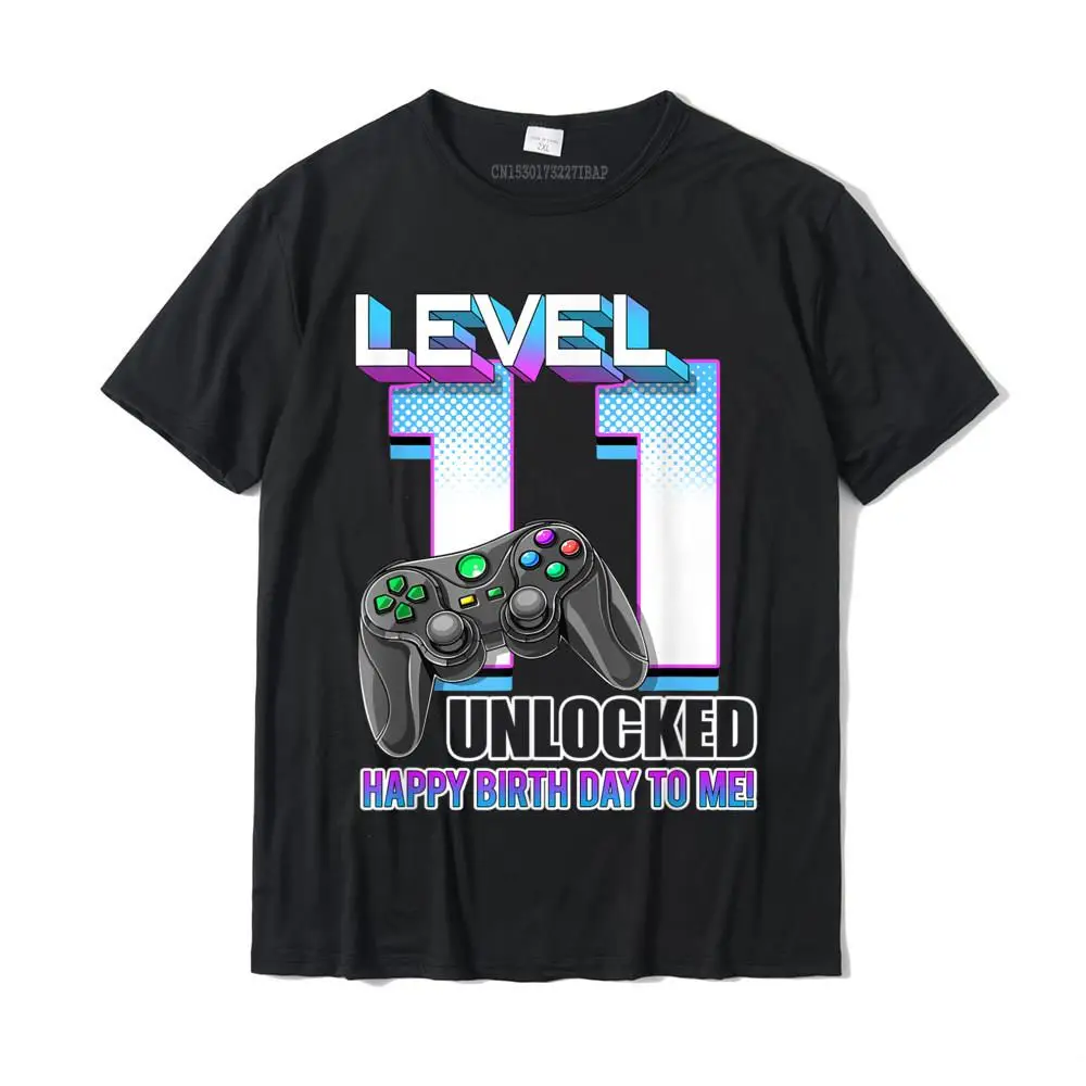 Customized Short Sleeve Tops T Shirt Lovers Day Crewneck Cotton Men Top T-shirts Design Customized T Shirts Funky Boys Level 11 Unlocked Funny Video Gamer 11th Birthday Gift T-Shirt__MZ16399 black