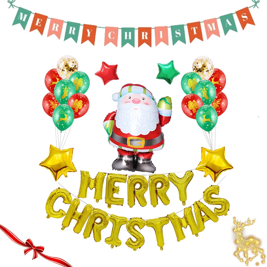 Merry Christmas Hanging Decoration Santa Balloons Banner Set Home Party Decor Christmas Tree Decorations Dropshipping /d