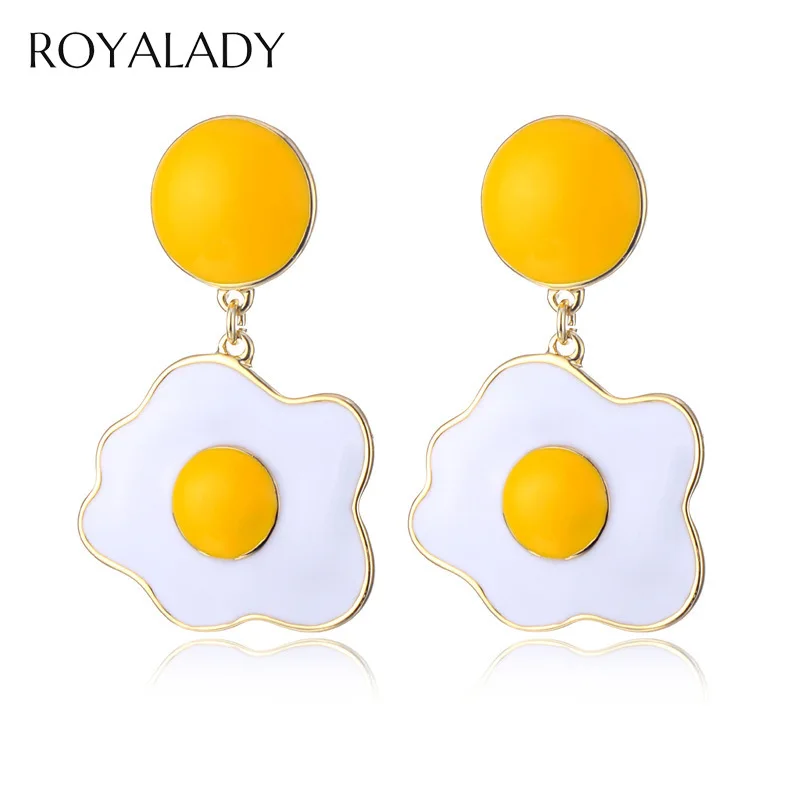 

Creative Personality Egg Earring For Women Girl Fashion New Style Cartoon Yolk Omelette Dangle 2019 Women Earring Female Jewelry