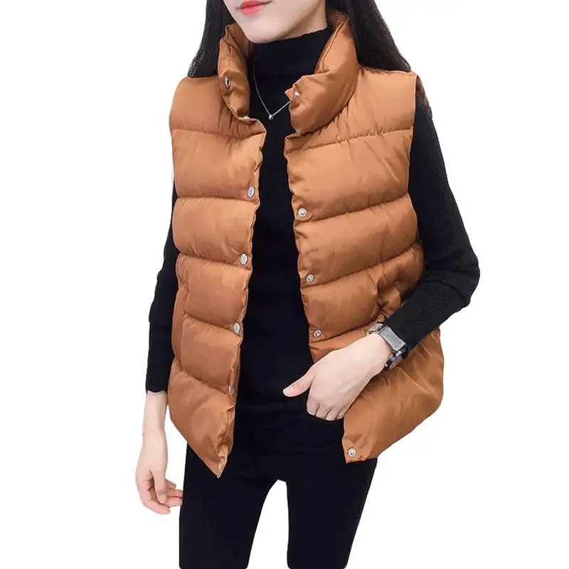 Autumn And Winter Down Cotton Coat Vest Women Loose Sleeveless Warm Thick Waistcoat Jacket Female Casual Black Women Vest Q1859