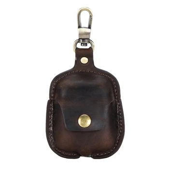 

For Apple 1 & 2 Genuine Leather Portable Protective Case Cover Shockproof with Loss Prevention Clip (Coffee)