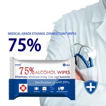 

75% Alcohol Disinfection Wipes Without Irritating Or Drying Your Skin Clean Disinfect Deodorize 10 Pcs/Bag