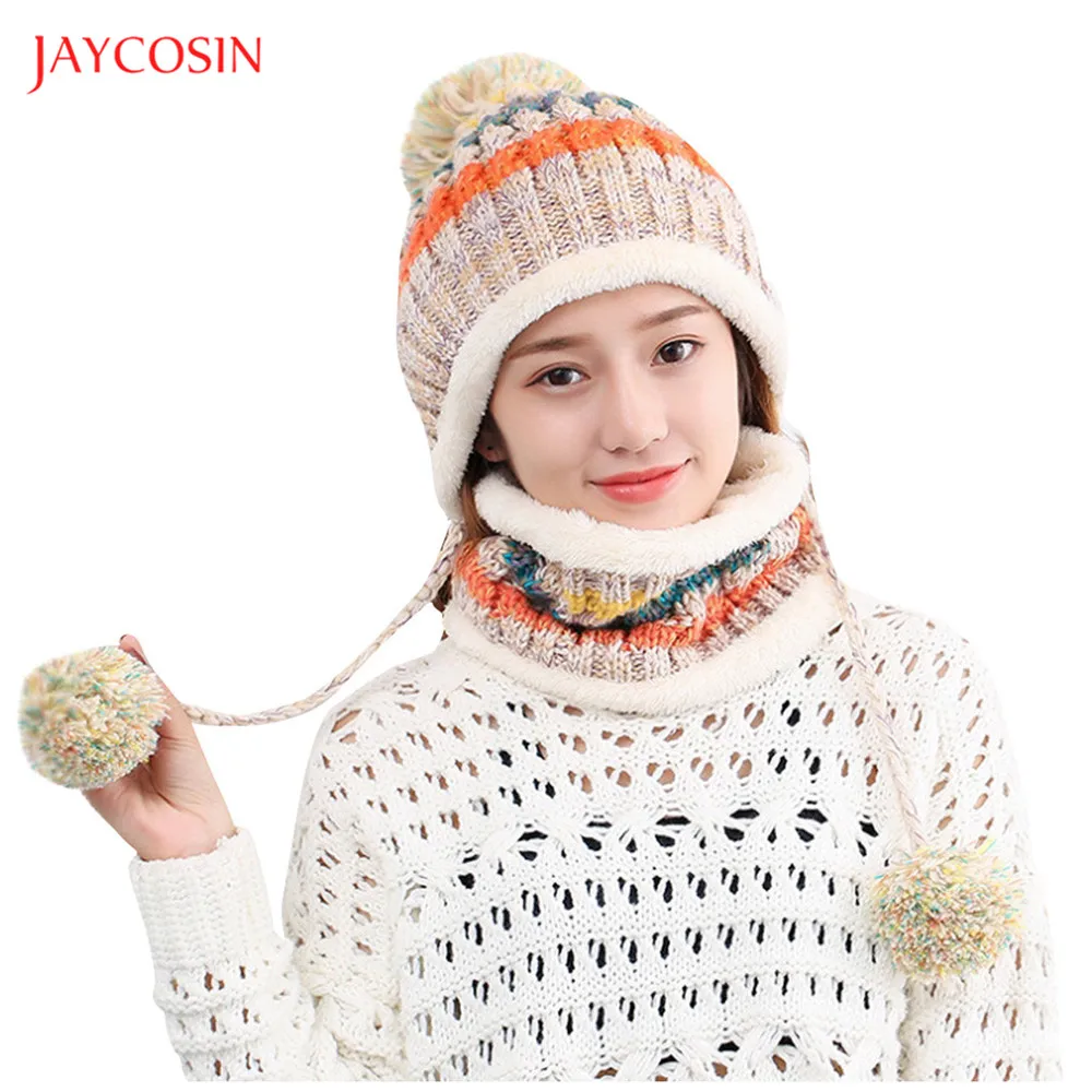 Joycosin многофункциональные женские вязаные шапки модные лоскутные милые шапки вязаная шляпа теплая утепленная маска шарф набор шапка костюм