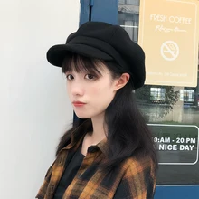 H3539, женский теплый берет, шапка, чистый цвет, Ретро стиль, для художников, шапка для мужчин и женщин, Осень-зима, высокое качество, модная, повседневная, Студенческая, для девушек, шапка s