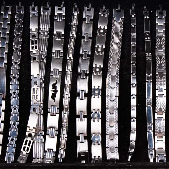 Wholesale 12pcs/Lots Mix Style Stainless Steel Jewelry Bracelets For Mens Gifts Party Wrist Cuff Bracelets Top Quality