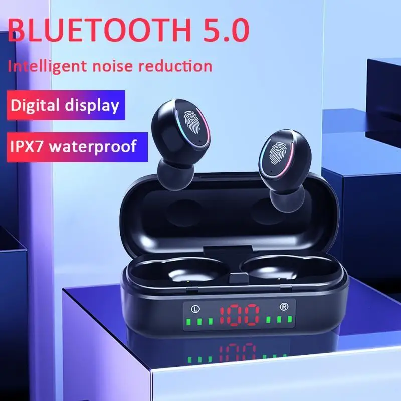 Touch Control Bluetooth Wireless Headphone Sports Gaming Wireless Earphone Hifi Stereo Earbud Noise Canceling Headset with Mic