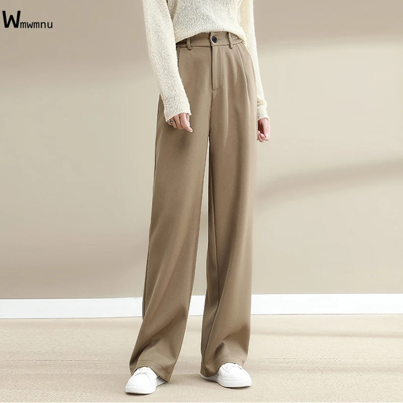 

Basic Office Work Wide Leg Pants Elegant Black High Waist Loose Suit Pants Women Casual Baggy OL Straight Leg Trousers Female