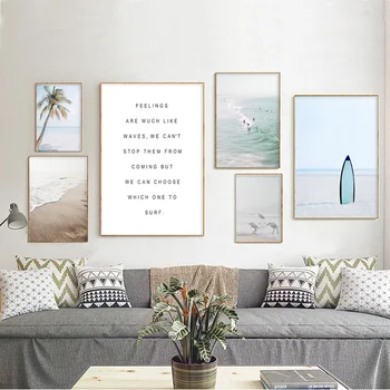

Ocean Landscape Canvas Poster Nordic Style Beach Sea Bird Wall Art Print Painting Surfing Picture Scandinavian Home Decor