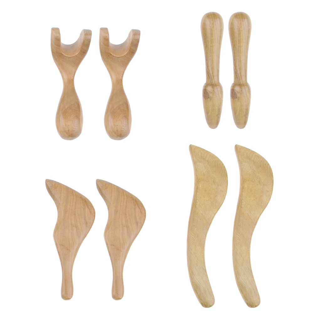  2pcs Sandal Wood Gua Sha Scraping Massage Tools, Natural Wooden Trigger Point Guasha Scraper Board with Smooth Edge