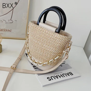 

[BXX] Weaving Crossbody Bucket Bags For Women 2020 Summer Ladies Purses and Handbags Female Travel Shoulder Messenger Bag HL976