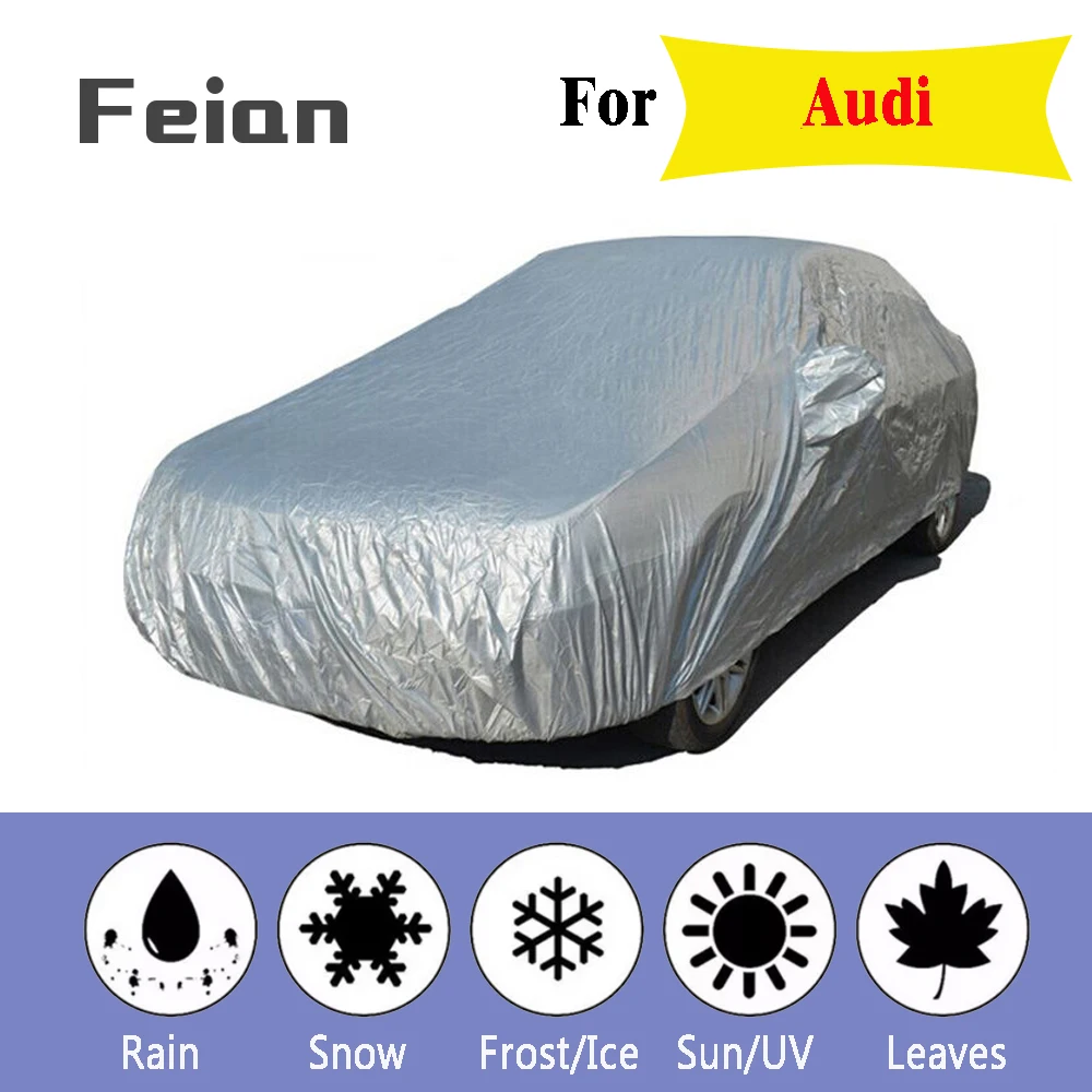 

170T for Audi Car Covers Indoor Outdoor Full Auot Cover Sun UV Snow Dust Resistant Protection Cover For Sedan Hatchback SUV
