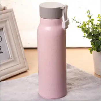 

ZOUNICH Double Glass Water Bottle Wheat Straw Vacuum Flasks Cup Coffee Tea Milk Travel Mug Magic Glass Water Bottles 300ml
