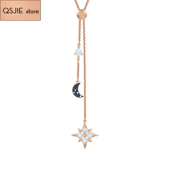 

QSJIE High quality SWA fashion mysterious moonlight star moon romantic Star Moon Necklace