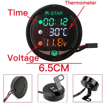 

For Yamaha bt 1100 TRX850 XJ6 DIVERSION FZ600 FZR400 Motorcycle Voltmeter Time Temperature LED 3-in-1 LED Digital Voltage Meter