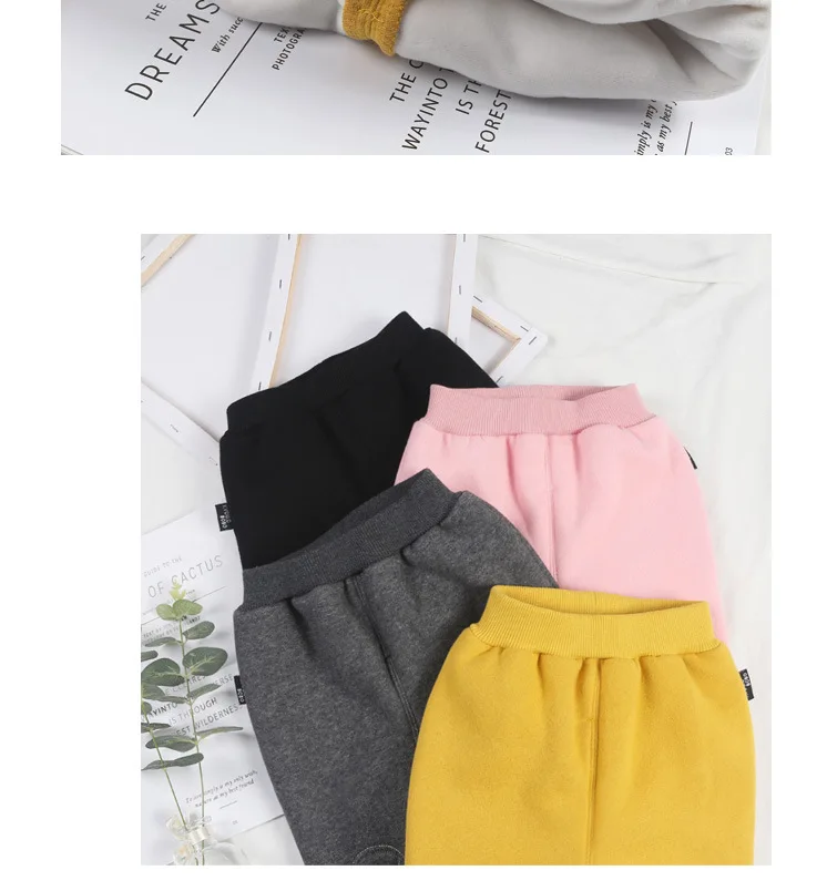 Chen Mother Infant Children's Clothing 1-3 Years Old Men And Women Baby Winter Pants with Velvet Hoodie plus Velvet Patch Pants